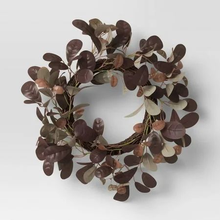 13" Artificial Leaf Wreath Purple/Brown - Threshold | Walmart (US)