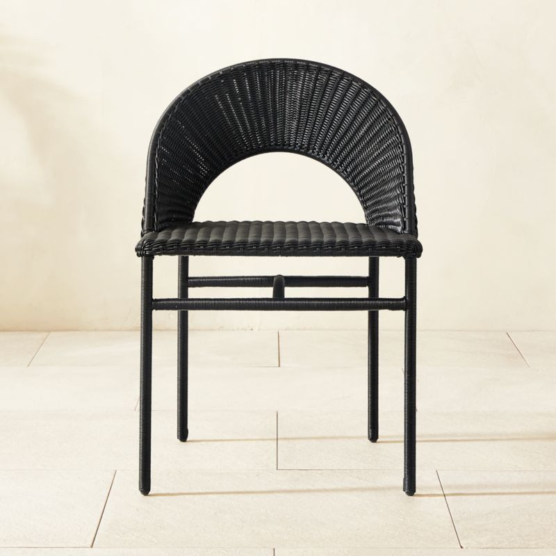 Arly Black All-Weather Rattan Dining Chair | CB2