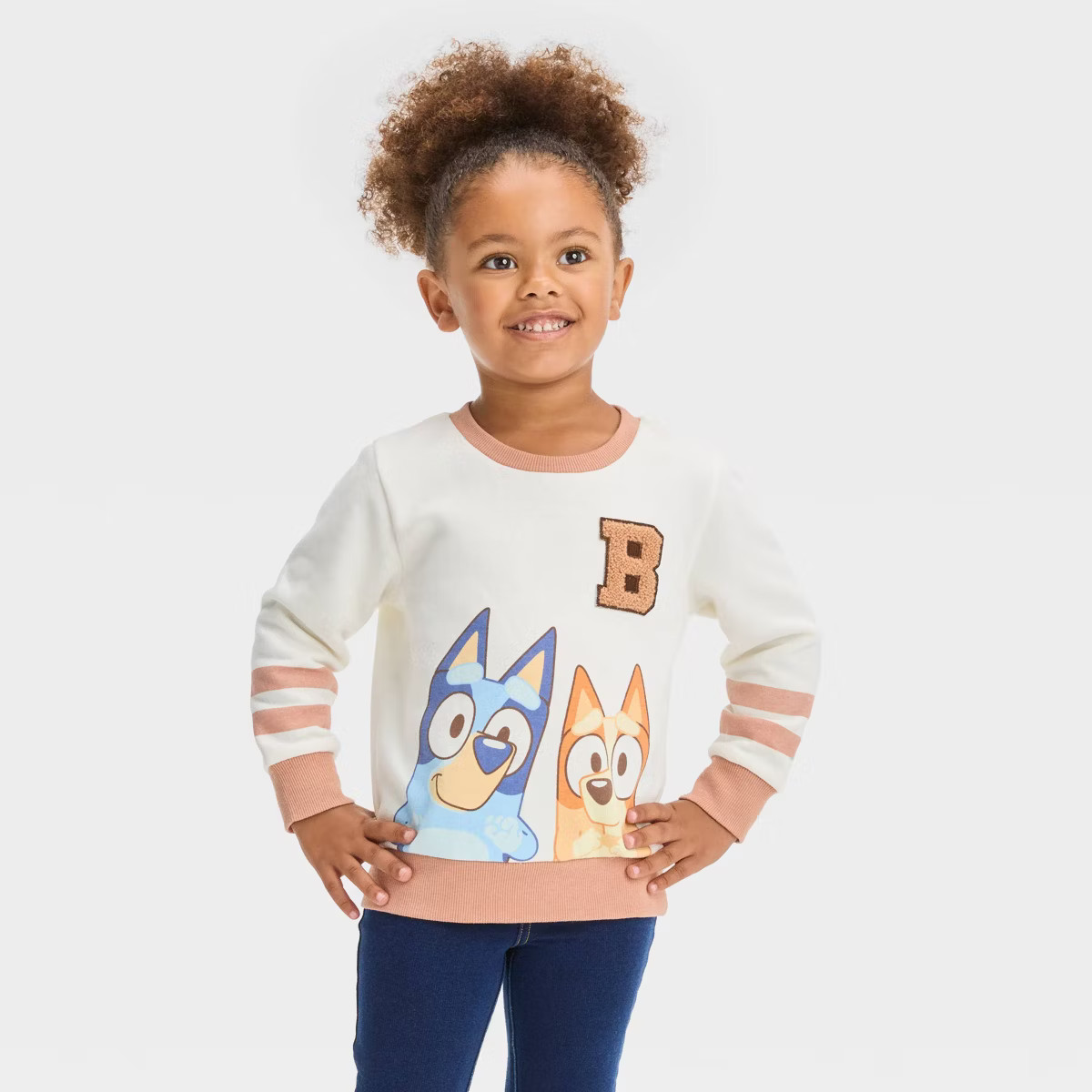Toddler Girls' Bluey Chenille Fleece Pullover Sweatshirt - Cream | Target