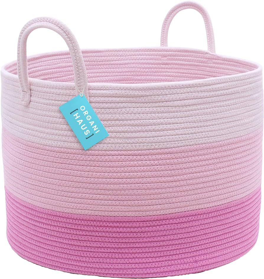 OrganiHaus Pink Baby Laundry Baskets for Organizing 20x13, Extra Large Basket for Blankets, Stora... | Amazon (US)