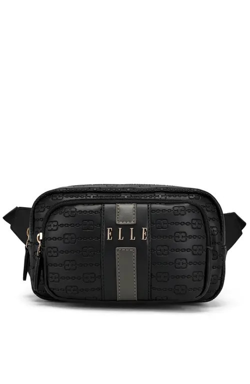 ELLE Eleganza 1.6L Vegan Leather Monogram Sling in Black at Nordstrom | Nordstrom