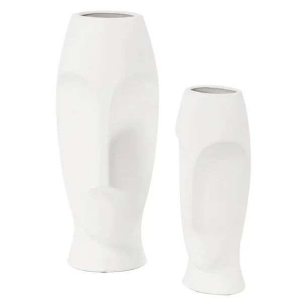 Elizabeth Austin Matte White Abstract Faces Vases - Set of 2 | Walmart (US)