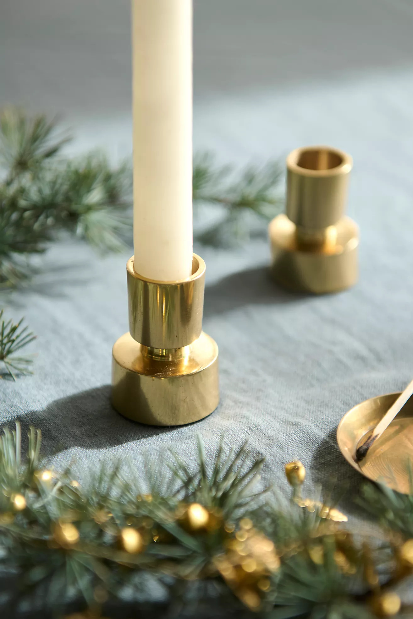 Brass Minimalist Taper Holders, Set of 2 | Terrain