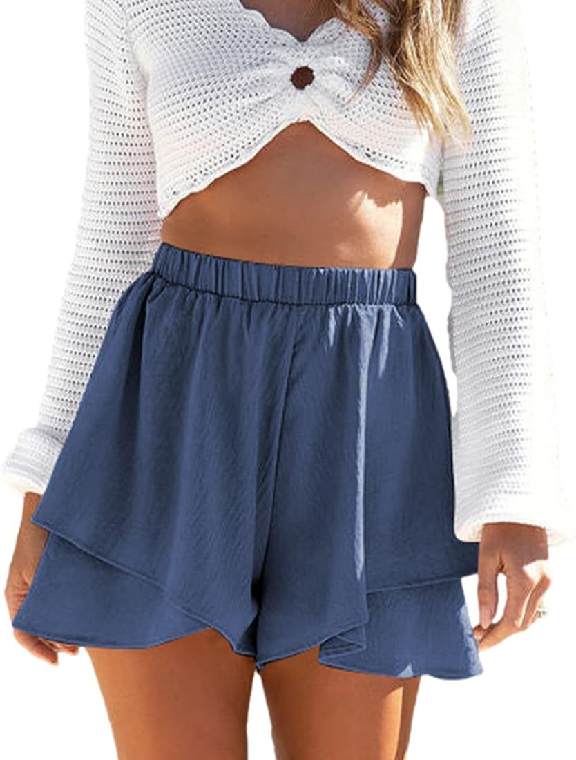 Dokotoo Shorts for Women Tennis Mini Wrap Shorts Beach Flowy High Waisted 2023 Summer Skirt Short... | Amazon (US)