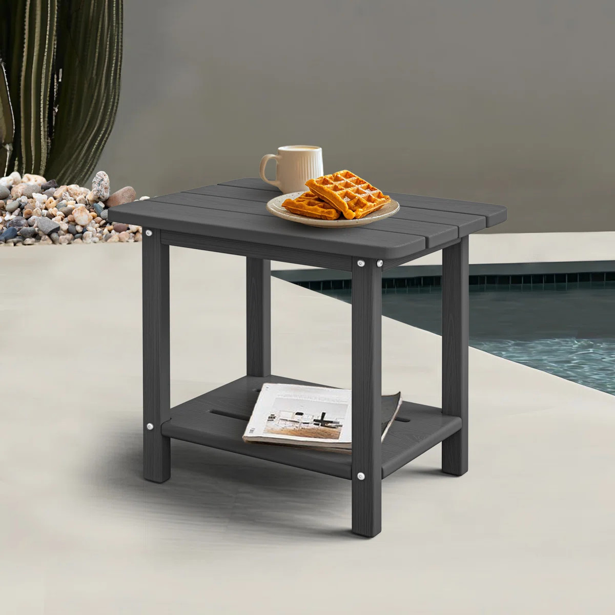 HDPE Adirondack 2-Tier End Table \u2013 Weatherproof & Durable Outdoor Side Table for Patio, Pool... | Wayfair North America