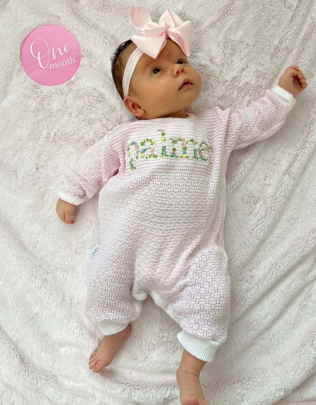 Pink Floral Baby Girl Monogram Gown or Romper, Paty Gown Monogram, Paty Gown, Baby Girl Coming Ho... | Etsy (US)