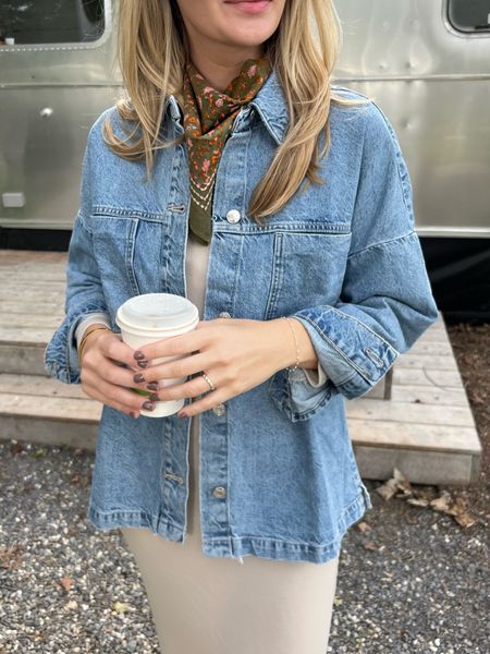 Denim jacket weather! Love an oversized one with a scarf and dress for cooler weather. 

#LTKstyletip #LTKSeasonal