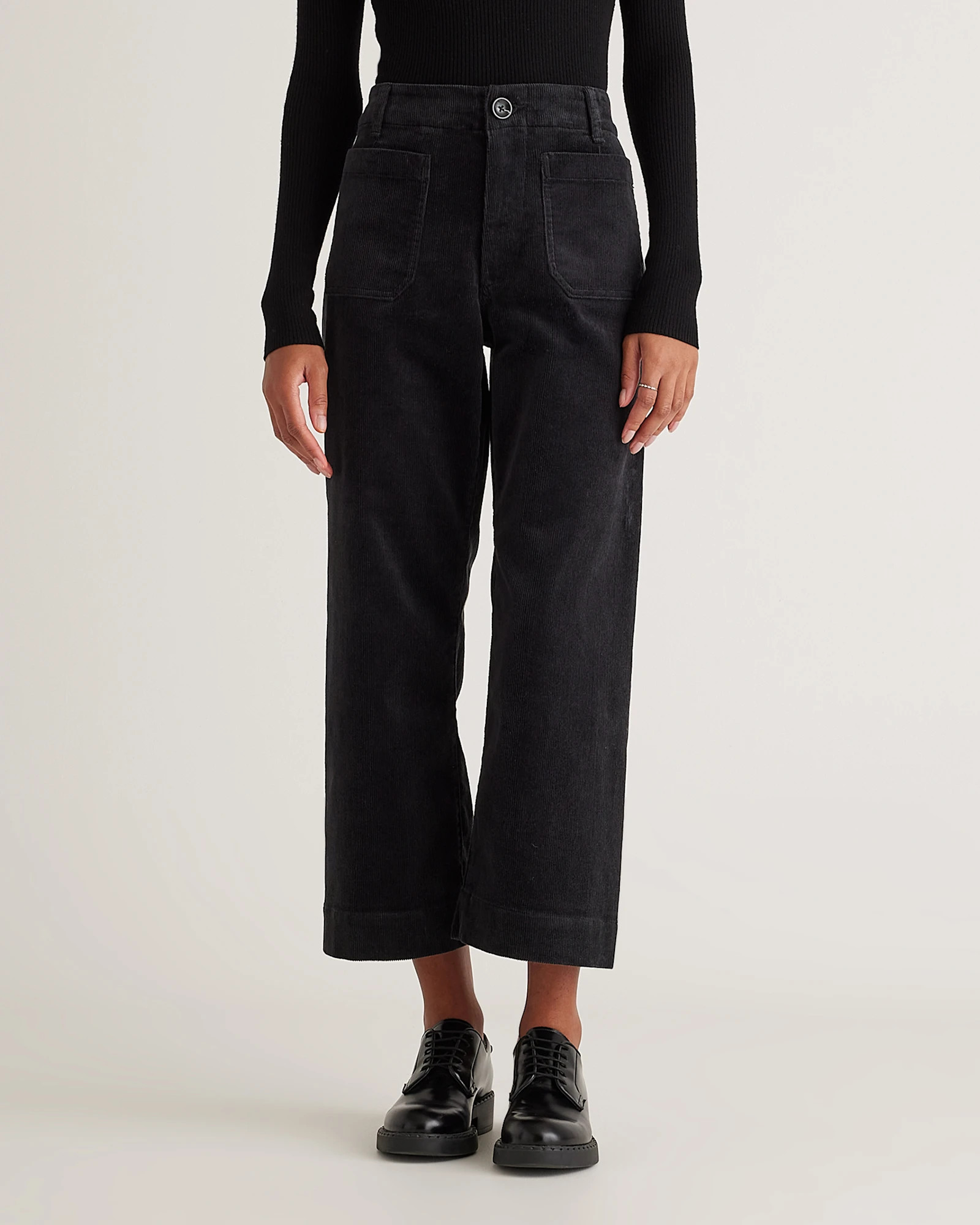 Quince | Women's Organic Stretch Corduroy Cropped Wide Leg Pants in Warm Brown, Size 4, Organic Cotton | Quince