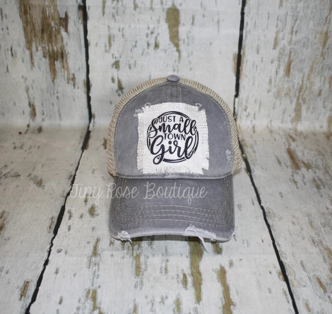 Small Town Girl Patch Hat, Bright Coral or Gray Trucker Hat - Etsy | Etsy (US)