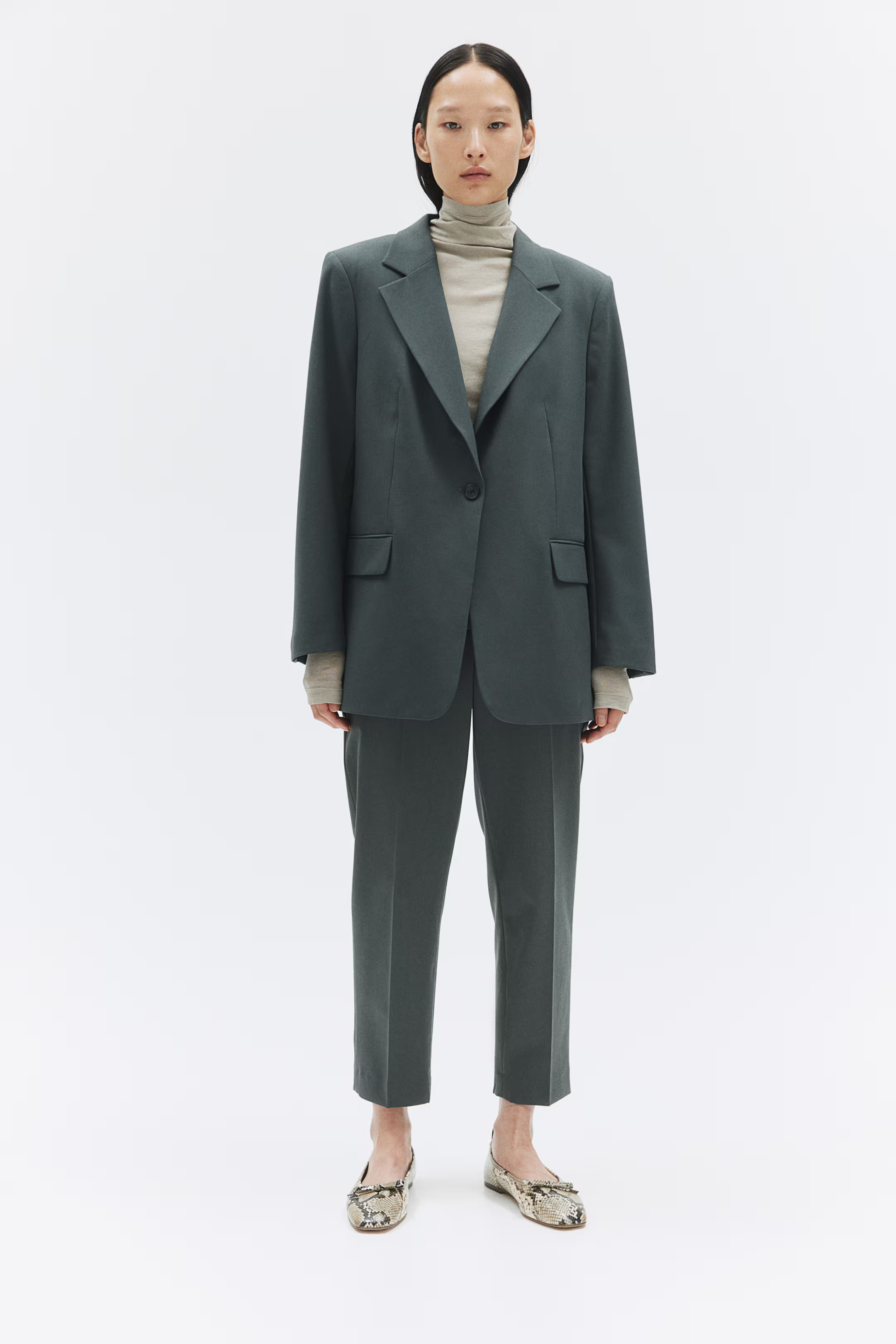 Single-breasted Blazer - Dark gray-green - Ladies | H&M US | H&M (US + CA)