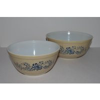 Pyrex Homestead Bowls, Bowl Set 401 402, Nesting Mixing Blue Beige Design, 1970S Onion Bowls | Etsy (US)