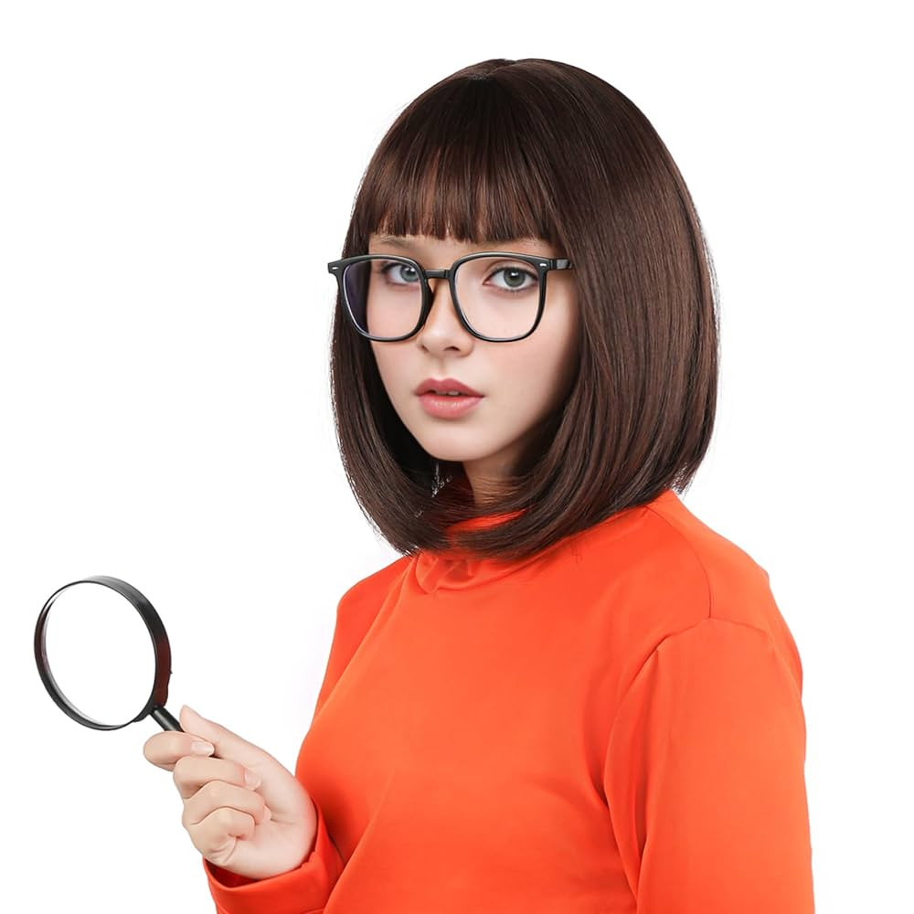 Brown Bob Wig Short Brown Wigs for Costume Women Girls Straight Brown Bob Wig with Bangs Natural ... | Amazon (US)