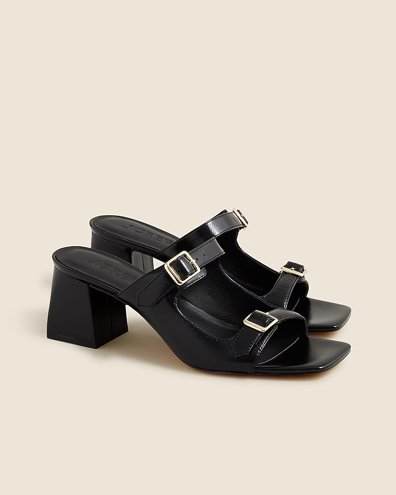 Evelyn double-strap heels in leather | J. Crew US