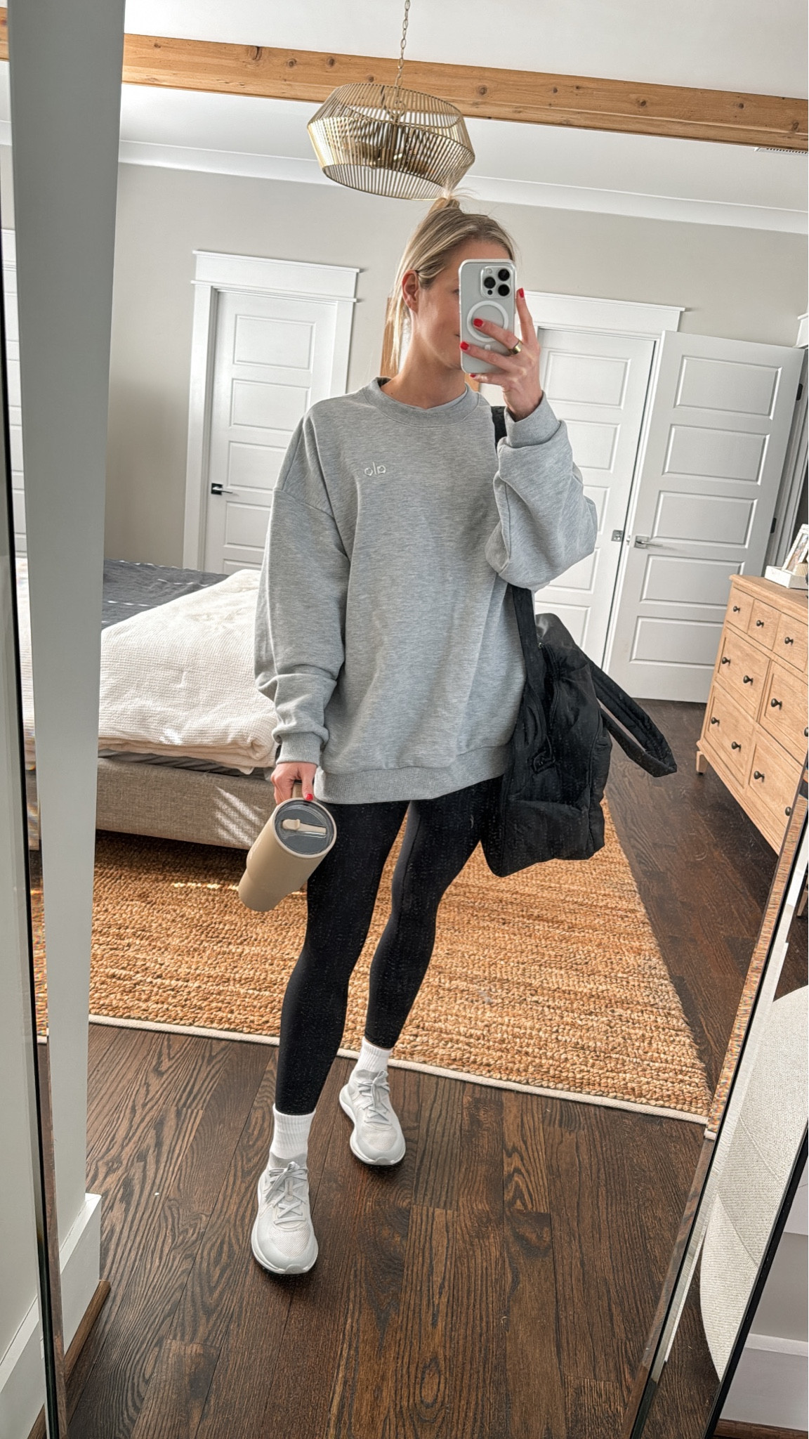 Wearing size 4 lululemon leggings, M vuori t-shirt (perfectly oversized fit), and L alo sweatshirt 👟🏋️‍♀️

#LTKfitness