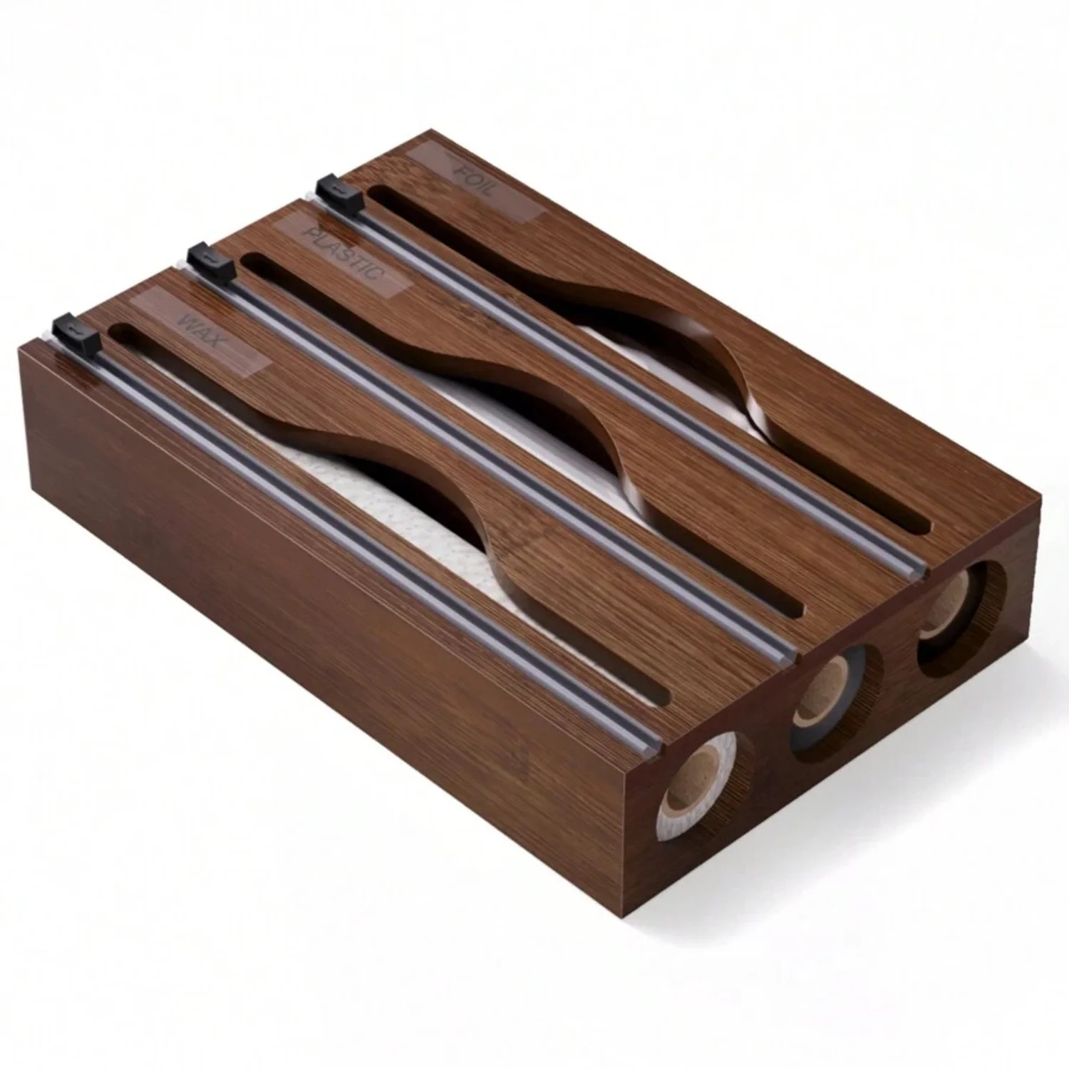 JQDWMDLX 1pc Bamboo Plastic Wrap Dispenser, Kitchen Organiser, Aluminum Foil and Plastic Wrap Sto... | Walmart (US)