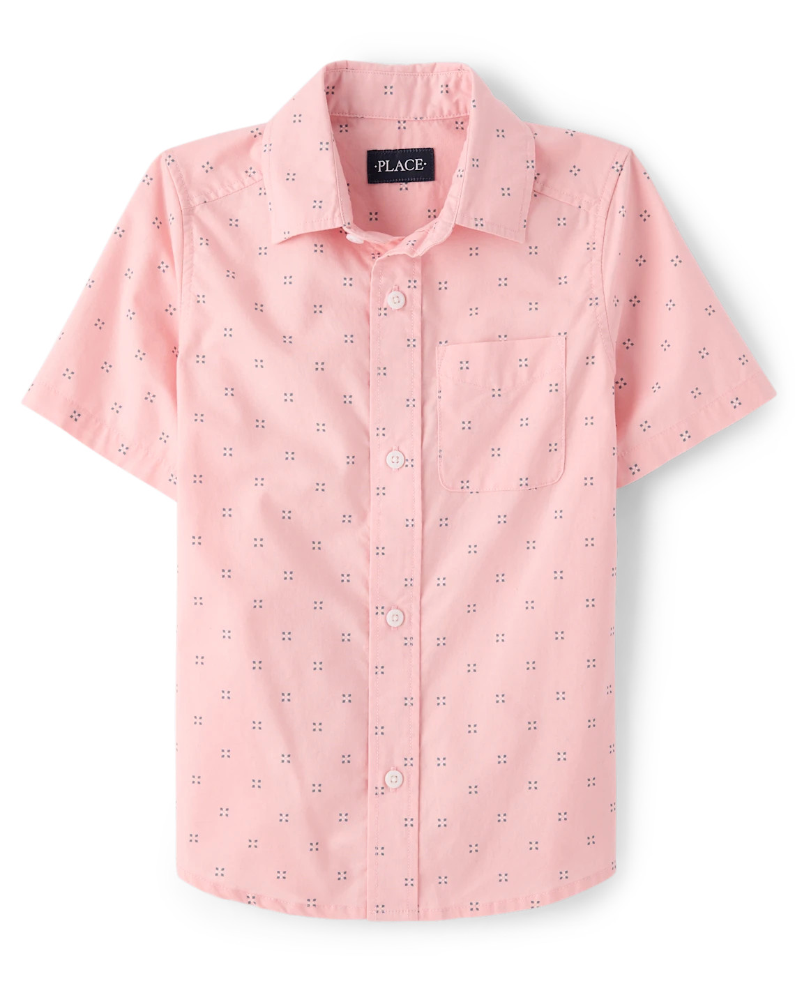 Boys Print Poplin Button Up Shirt - pink | The Children's Place