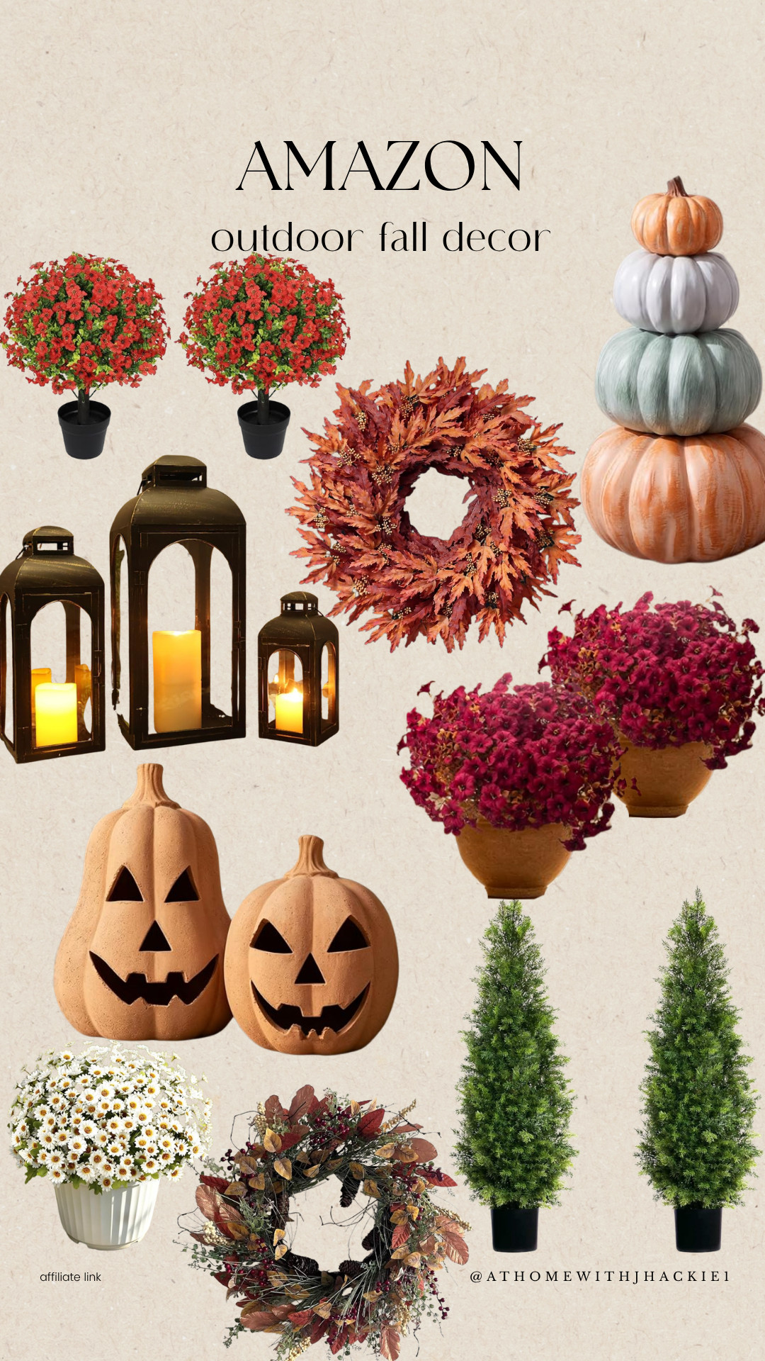 Amazon fall decor, Amazon outdoor fall decor, fall porch decor, autumn porch decor, fall front porch ideas, outdoor fall decorations, fall outdoor planters, artificial fall flowers, fall topiary, outdoor lanterns, black lantern decor, flameless candle lanterns, stacked pumpkins, outdoor pumpkins, decorative pumpkins, terracotta jack o lantern, pumpkin luminary, Halloween porch decor, tasteful Halloween decor, fall wreath, autumn wreath, fall mums, faux mums, burgundy mums, white mums, artificial outdoor topiary, fall front door decor, outdoor autumn decor, cozy fall porch, Thanksgiving porch decor, Amazon home finds

#LTKSeasonal #LTKHome