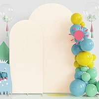 Fomcet Set of 2 Wedding Arch Cover 6FT, 7.2FT White 2-Sided Round Top Spandex Arch Backdrop Cover... | Amazon (US)