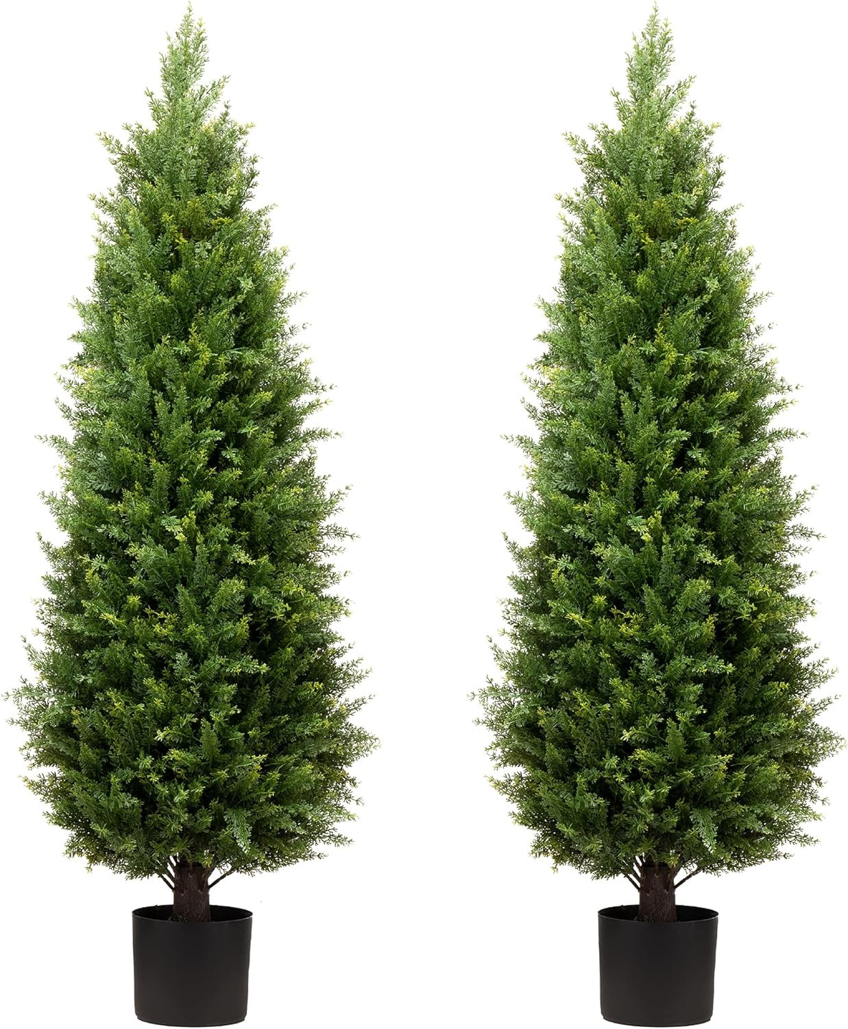 4ft Artificial Cedar Trees Artificial Topiary Trees Set of 2 Faux Cypress Plants UV Resistant Pot... | Amazon (US)