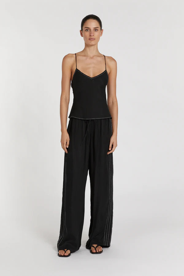 KEELY BLACK CUPRO DRAWSTRING PANT | DISSH