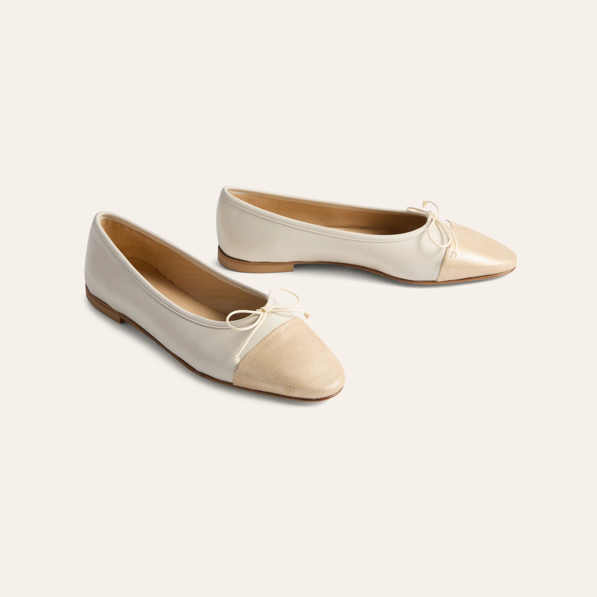 Como Italian Leather Ballet Flats in Ivory | A. Soliani | A.Soliani