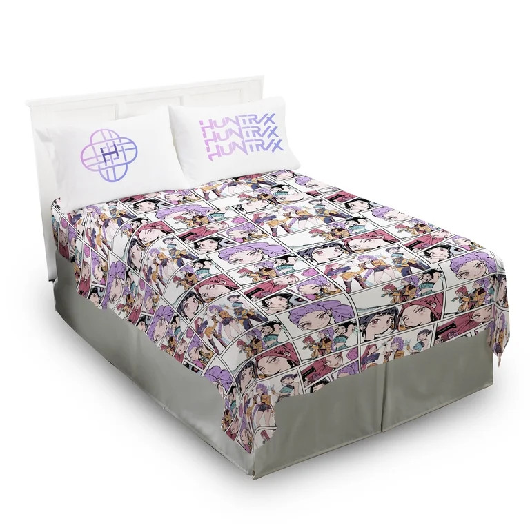 KPOP Demon Hunters Huntrix Trio Kids 4 Piece Bedding Sheet Set, Multicolor, Full Size | Walmart (US)