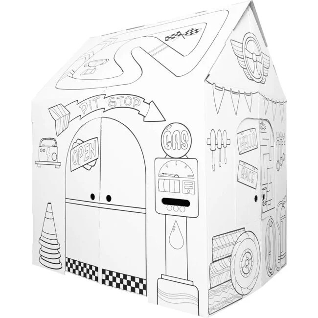 Cardboard Coloring Playhouse Garage - Kids Art and Craft - Kids Toys | Easy Playhouse from Maisonette | Maisonette