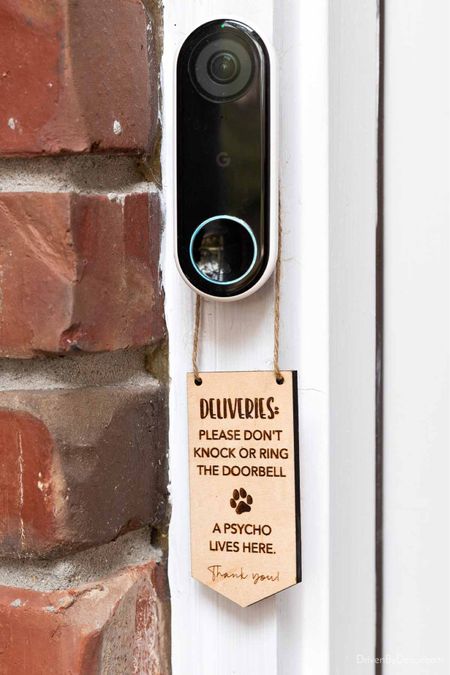 If you have a dog that goes crazy when the doorbell rings this Etsy find is for you! Just hang this wood sign on the doorbell so no one rings it for deliveries! Home decor ideas, outdoor decor ideas, front door decor 

#LTKfindsunder50 #LTKhome