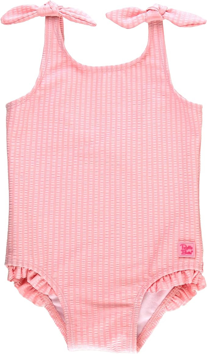 RuffleButts Girls UPF50+ Sun Protection Tie Shoulder/Cross Back One Piece Swimsuit | Amazon (US)