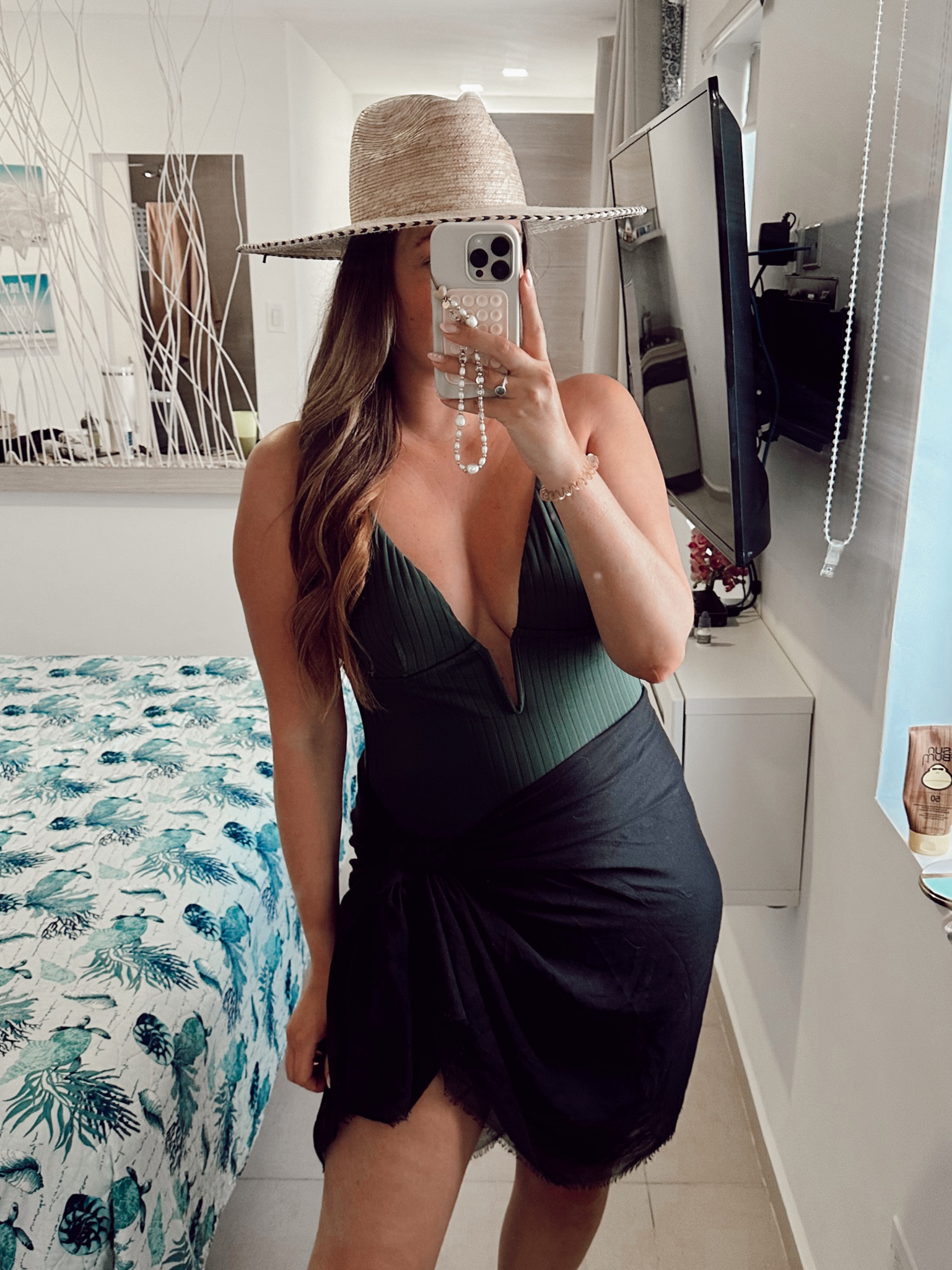 Resort wear - vacation outfit. Ribbed green one piece swimsuit - sized up XL perfect fit for curves  

#LTKunder50 #LTKFind #LTKswim