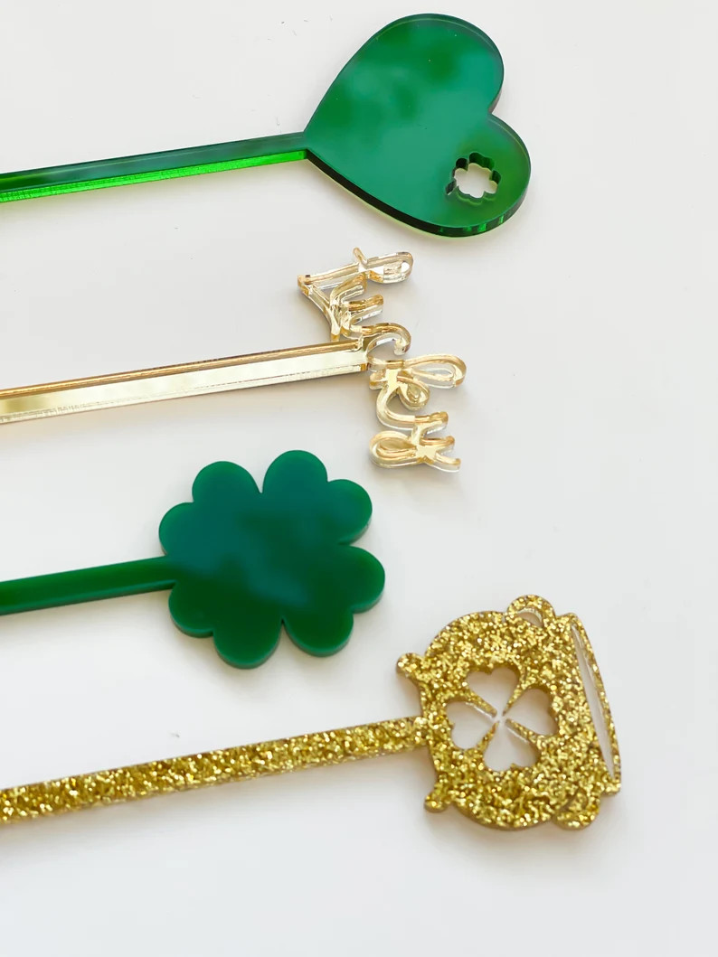 st pattys day drink stirrers, drink stirrers, st patricks party, acrylic drink stirrer, st pattys... | Etsy (US)