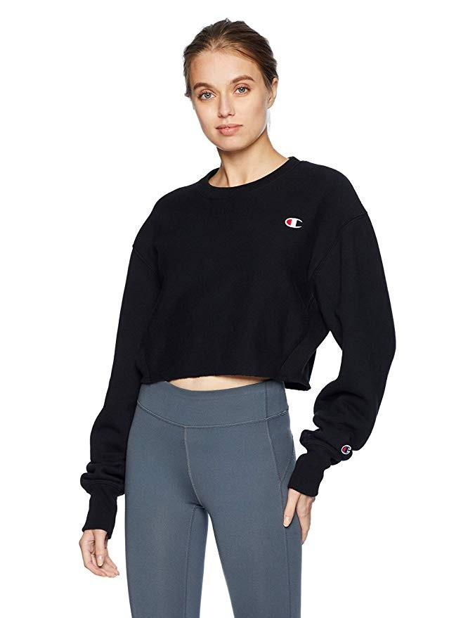 Champion Women's Reverse Weave Cropped Cut Off Crew | Amazon (US)