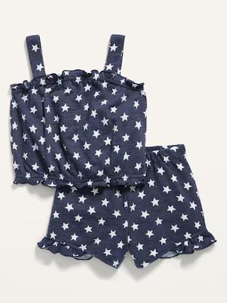 Sleeveless Ruffle-Trim Top and Shorts Set for Toddler Girls | Old Navy (US)