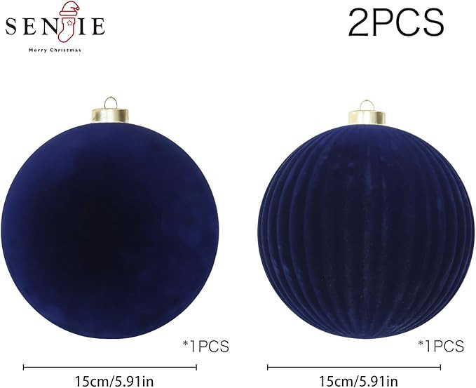 6inch Big Velvet Christmas Ornaments for Xmas Trees, 2 pcs Flocked Christmas Balls Sets for Holid... | Amazon (US)