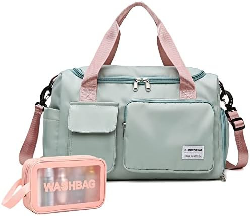 Small Gym Bag for Women, Travel Duffle Bag Carry On Weekender Bag with Shoe Compartment | Amazon (US)