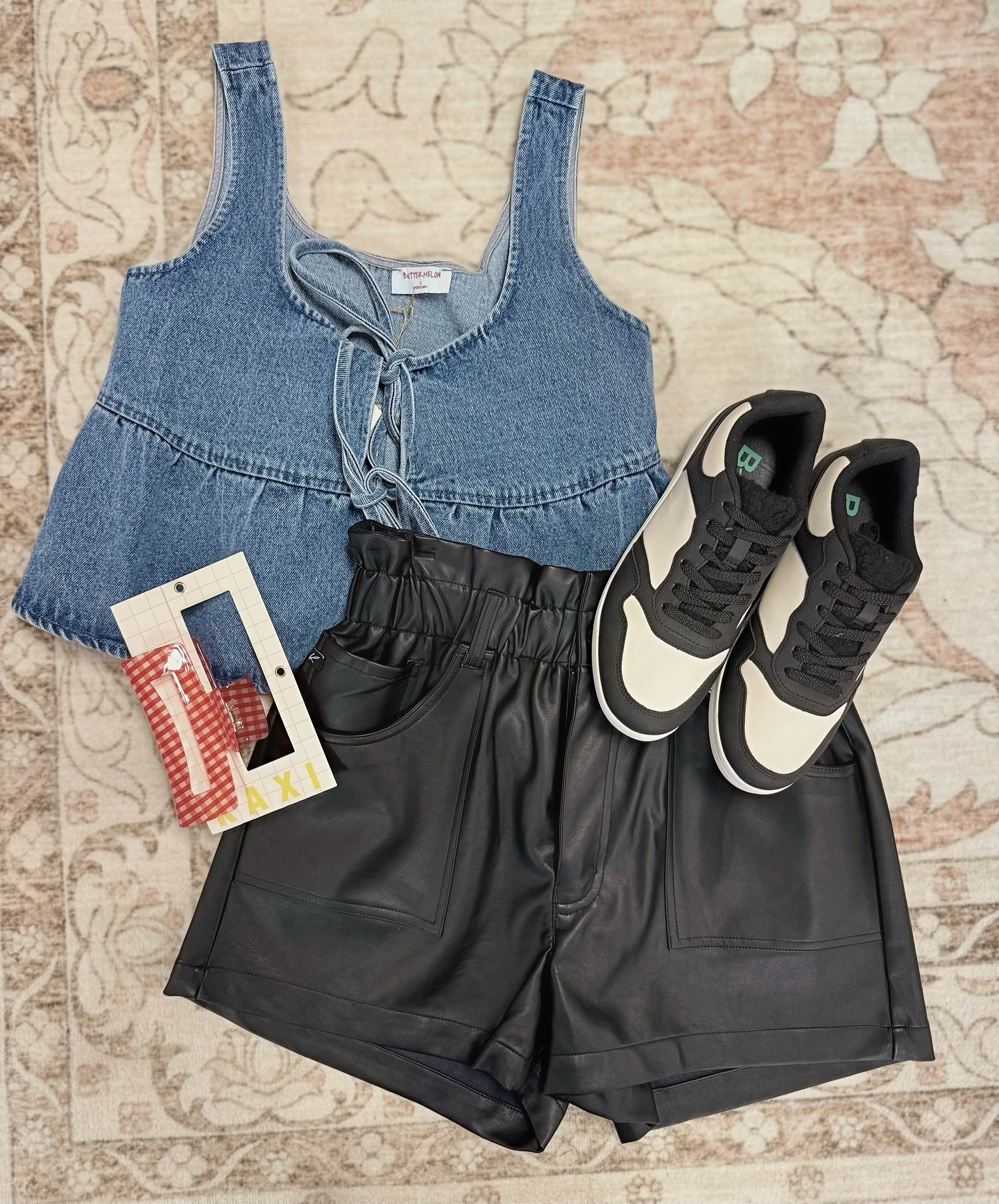 New tie front denim blouse, styled two ways… 

Option one, paired with KanCan leather shorts, Kaxi gingham claw, and BC paper planes tennis shoe. 

Option two, paired with a simple black maxi, gold layering necklaces, and Seychelles mosh pit platform in ivory. 

Which option are you taking? 💬

Exact items available at spasiobhan.com • closest items linked here. 

#LTKStyleTip