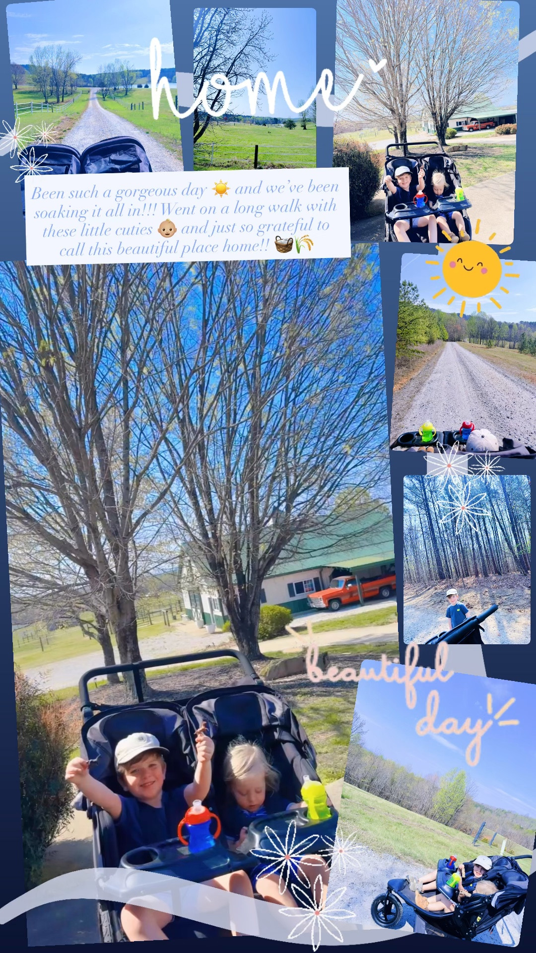 Been such a gorgeous day ☀️ and we’ve been soaking it all in!!! Went on a long walk with these little cuties 👶🏼 and just so grateful to call this beautiful place home!! 🧺🌾