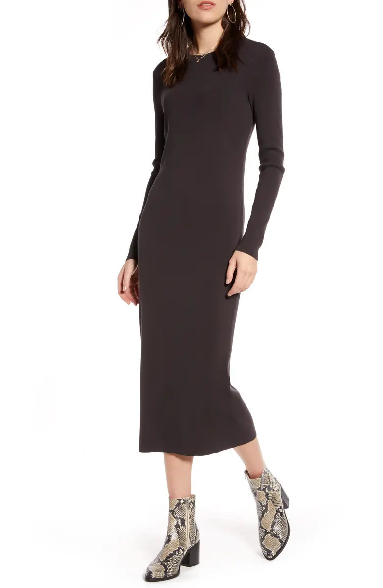 Treasure & Bond Crewneck Long Sleeve Midi Sweater Dress | Nordstrom | Nordstrom