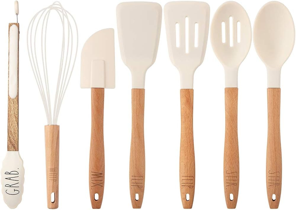 Rae Dunn Everyday Collection 7 Piece Kitchen Utensil Set- Stainless Steel and Silicone Kitchen To... | Amazon (US)