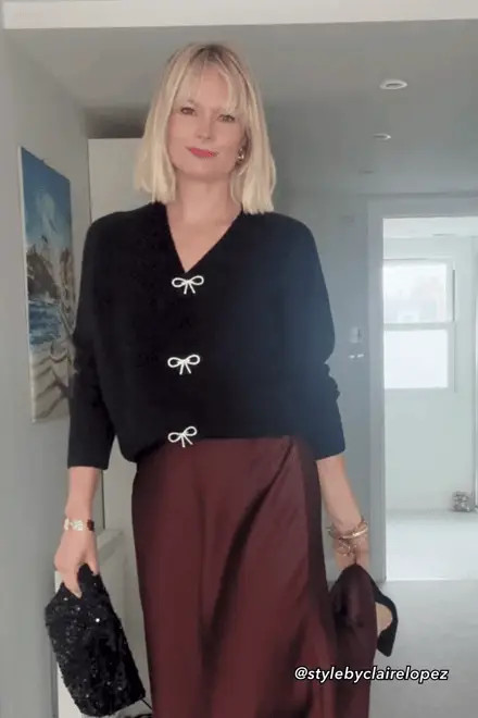 Black V-Neck Long Sleeve Bow Knit Cardigan | Cupshe US