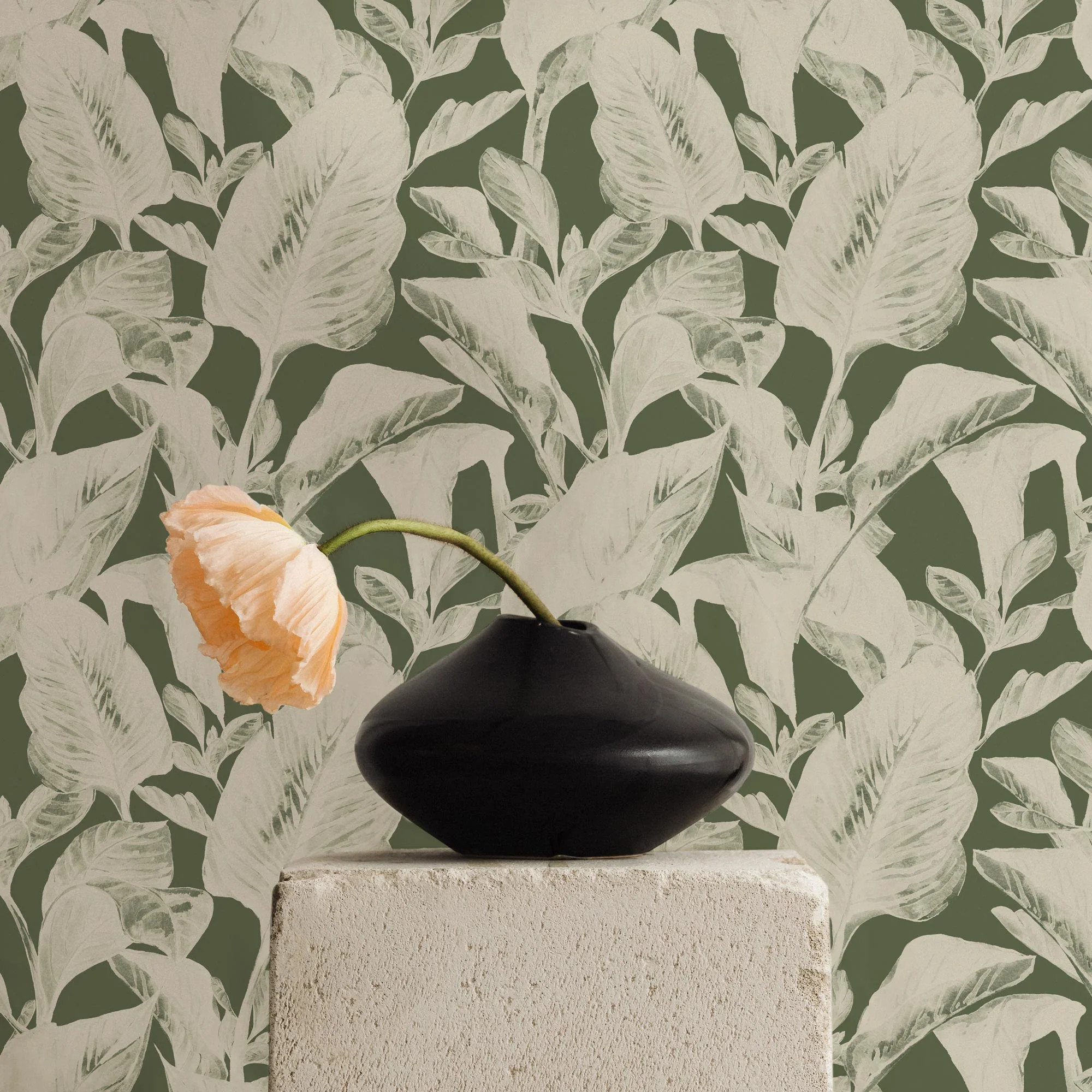 Tropical leaves removable wallpaper | Livettes Wallpaper
