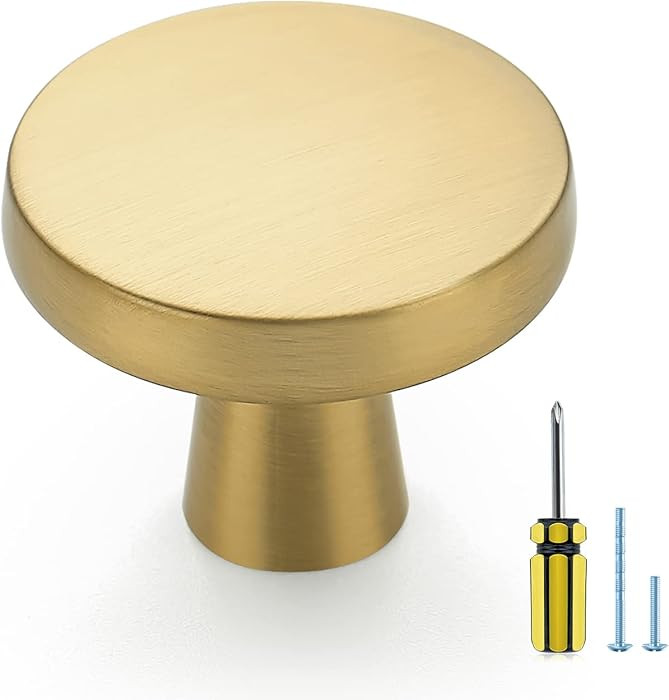 Ravinte 10 Pack Solid Knobs Kitchen Cabinet Round Pulls Dresser Handles Gold Cupboard Hardware Br... | Amazon (US)