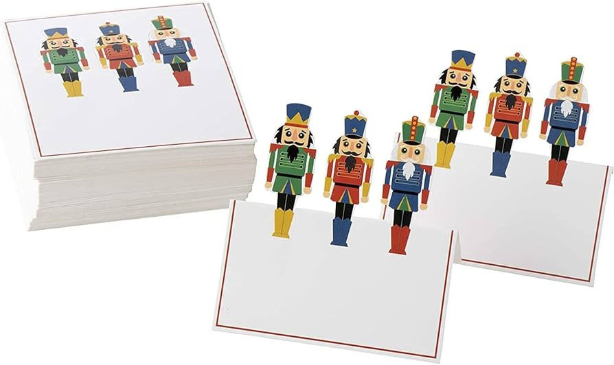 Juvale Christmas Table Place Cards - 100-Pack Paper Tent Cards with Nutcracker Soldier Die Cut De... | Amazon (US)