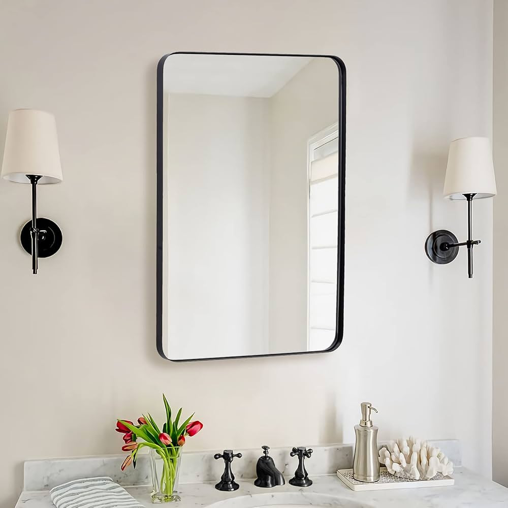 ANDY STAR Wall Mirror for Bathroom, Mirror for Wall with Black Metal Frame 22" X 30", Decorative ... | Amazon (US)