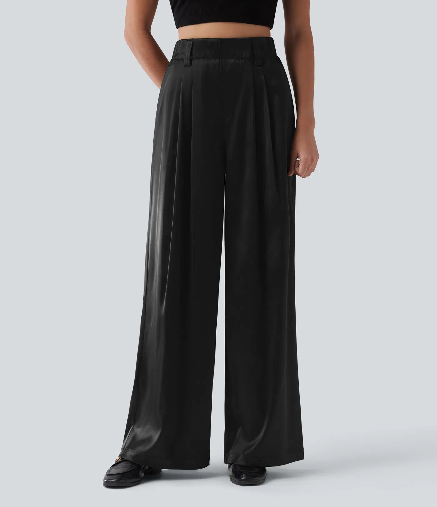 Women’s Halara Flex™ High Waisted Wide Leg Satin Work Pants with Pockets - Halara | HALARA
