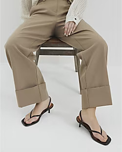 Brown Toe Thong Kitten Heeled Sandals | River Island UK & IE