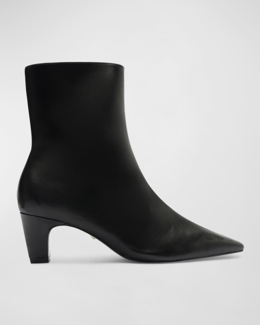 Dellia Leather Kitten Ankle Booties | Neiman Marcus