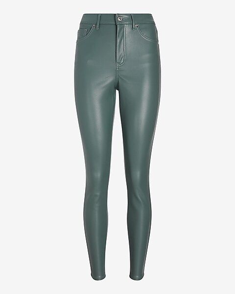 High Waisted Faux Leather Five Pocket Skinny Pant | Express