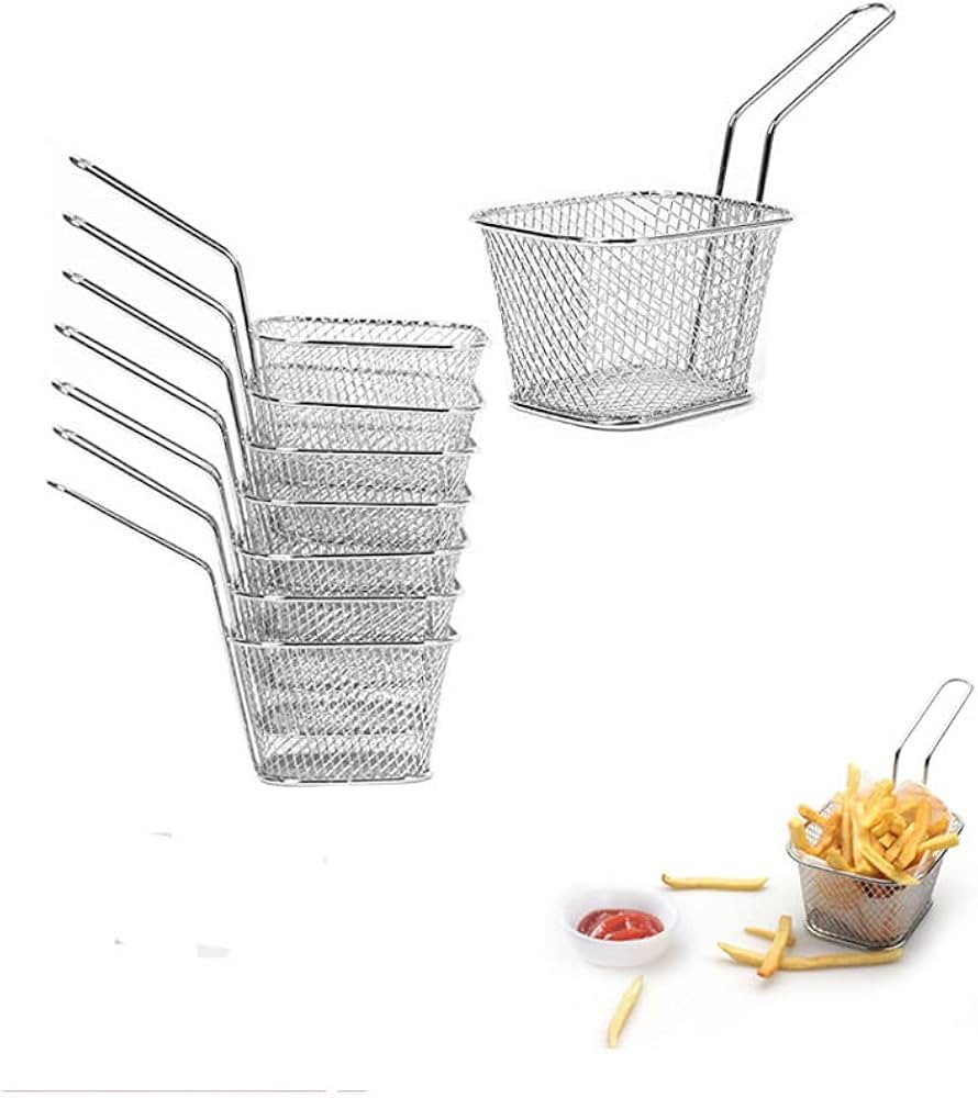 8pcs Mini Square Fry Basket French Fries Basket 4.1x3.3x2.6Inches, Table Serving fryer Baskets Mi... | Amazon (US)
