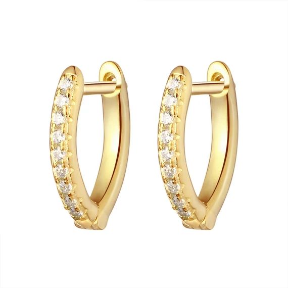Diamond Huggie Earrings Gold CZ Huggies Huggies Gold Tiny | Etsy | Etsy (US)